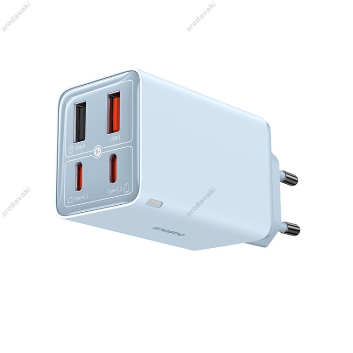 Мережевий зарядний пристрій Baseus GaN6 Pro Fast Charger 2C+2U Type-C cable 65W Blue P10162701313-00