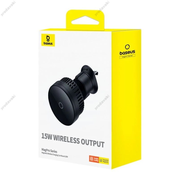 Автомобільний тримач із бездротовою зарядкою Baseus MagPro Series Magnetic Wireless Charg Car Air Vent 15W Black C40164100121-00