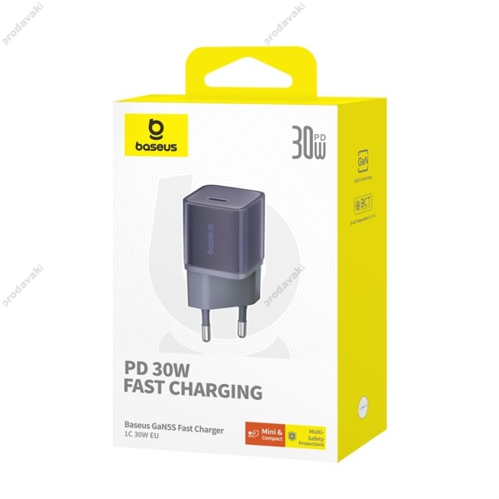 Мережевий зарядний пристрій Baseus GaN5S Fast Charger 30W Purple P10162504523-00