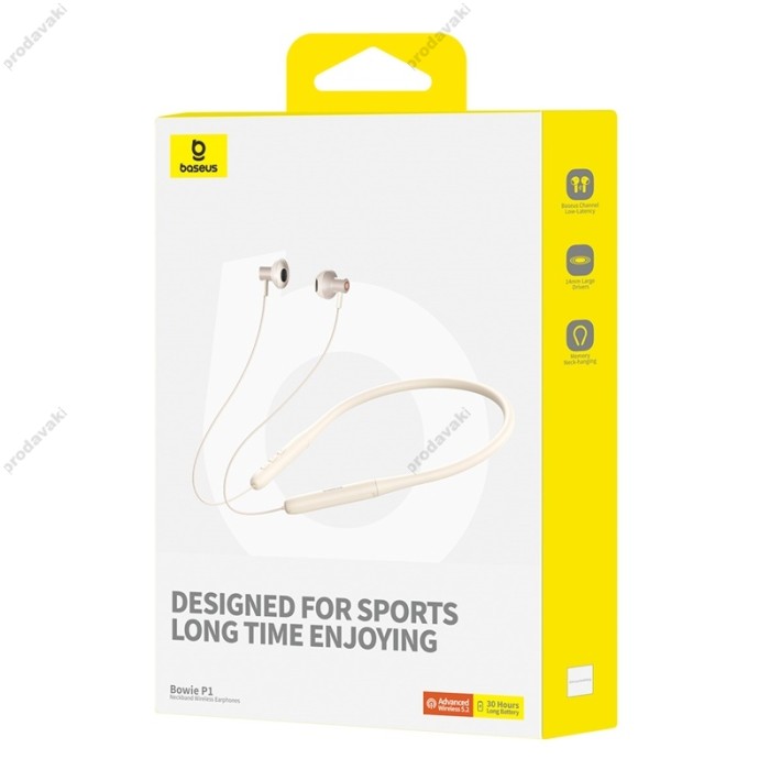 Бездротові навушники Bluetooth Baseus Bowie P1 Neckband Wireless Earphones BT 5.2 White A00025800223-Z1