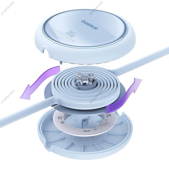 Кабель Baseus Free2Draw Mini Retractable Charging Type-C to Type-C 100W 5A 1m Blue P10364500311-00