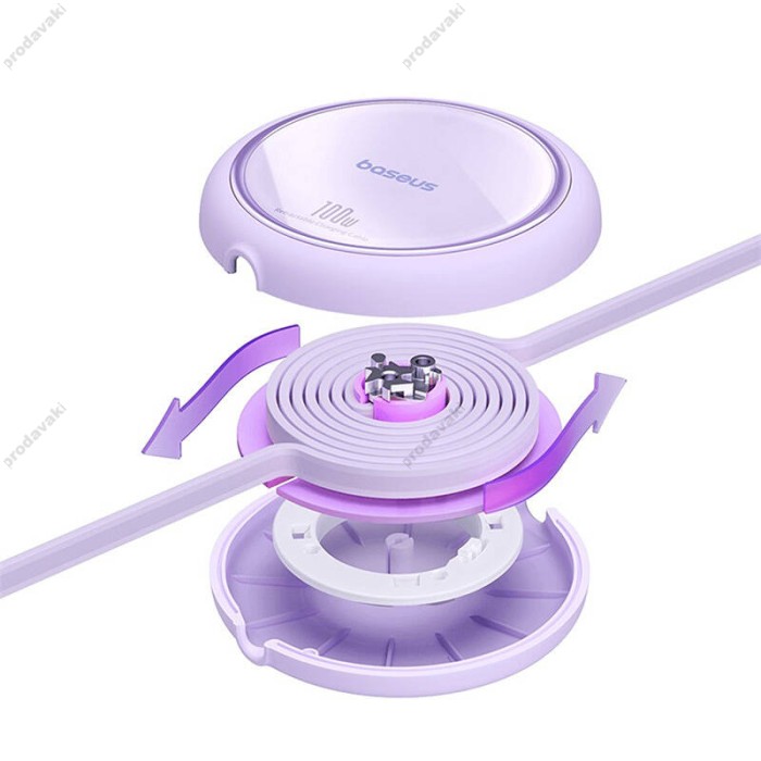 Кабель Baseus Free2Draw Mini Retractable Charging Type-C to Type-C 100W 5A 1m Purple P10364500511-00