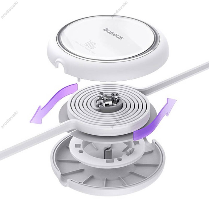 Кабель Baseus Free2Draw Mini Retractable Charging Type-C to Type-C 100W 5A 1m White P10364500211-00