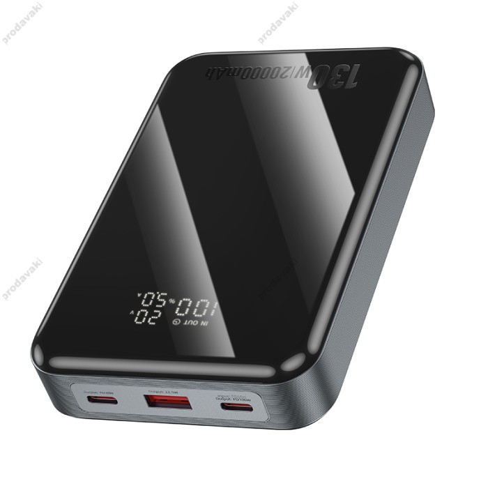 Повербанк портативний акумулятор Power bank HOCO Q30A Fast charge 130W 20000 mAh Black