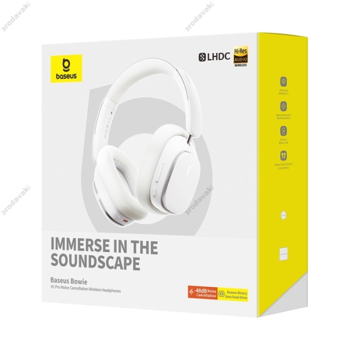 Бездротові Bluetooth навушники Baseus Bowie H1 Pro Noise-Cancellation Wireless Headphones White A00050601213-00