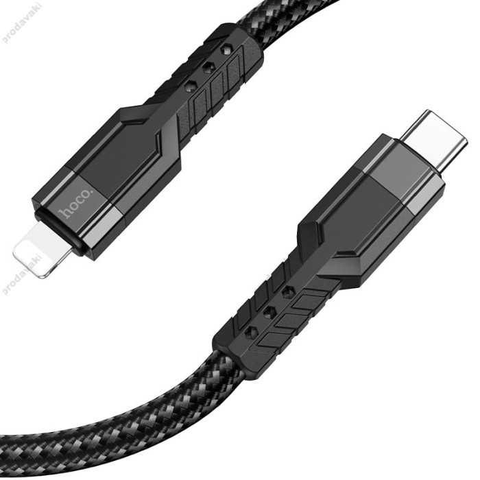 PD Кабель HOCO U110 PD charging data cable for Type-C Lightning PD20W 1,2m. Black