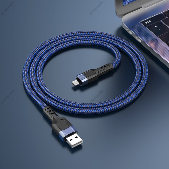 Кабель HOCO U110 USB / Micro-USB 2.4A charging data cable 1,2m. Blue