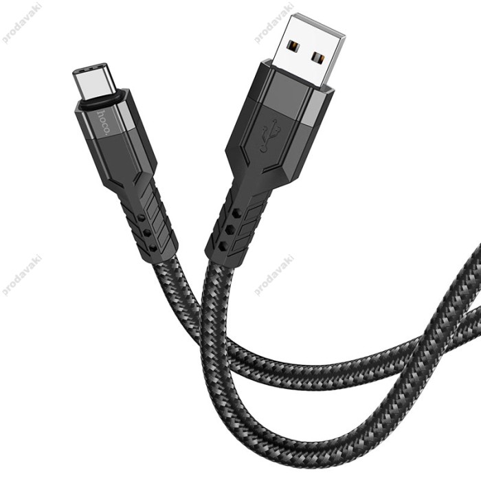 Кабель HOCO U110 charging data cable USB to Type-C 3A 1.2m Black