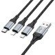 Кабель HOCO X102 Fresh 3-in-1 charging data cable (iP+Micro+Type-C) 1m. Black