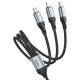 Кабель HOCO X102 Fresh 3-in-1 charging data cable (iP+Micro+Type-C) 1m. Black