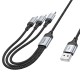 Кабель HOCO X102 Fresh 3-in-1 charging data cable (iP+Micro+Type-C) 1m. Black