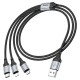 Кабель HOCO X102 Fresh 3-in-1 charging data cable (iP+Micro+Type-C) 1m. Black