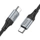 Кабель HOCO X102 Fresh charging data cable Type-C to Type-C 60W 1m Black