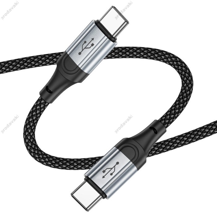 Кабель HOCO X102 Fresh charging data cable Type-C to Type-C 60W 1m Black