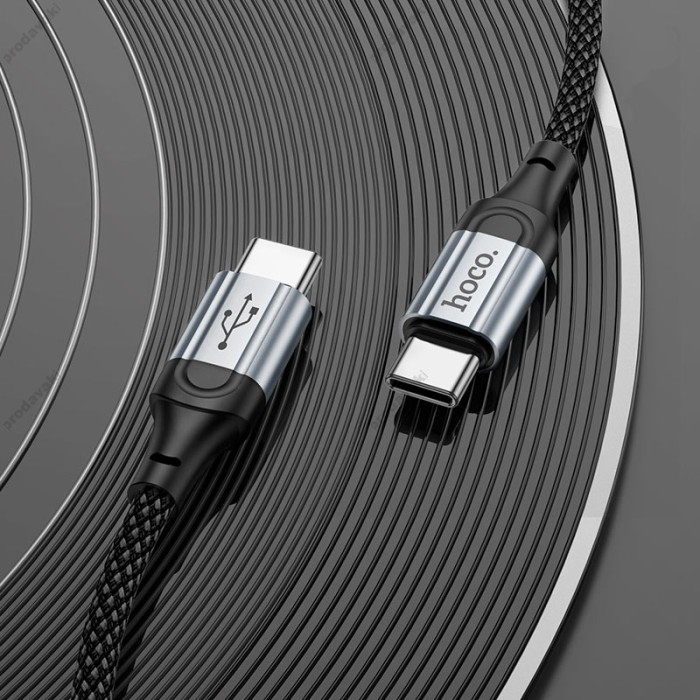Кабель HOCO X102 Fresh charging data cable Type-C to Type-C 60W 1m Black