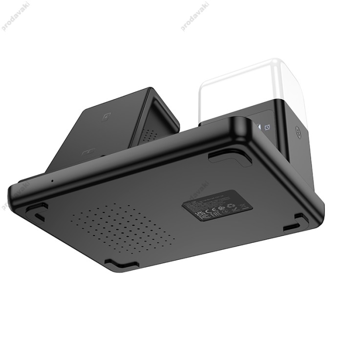 Бездротовий зарядний пристрій Hoco CQ9 Crown 3-in-1 night light wireless fast charger with clock Black