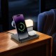 Бездротовий зарядний пристрій Hoco CQ9 Crown 3-in-1 night light wireless fast charger with clock Black