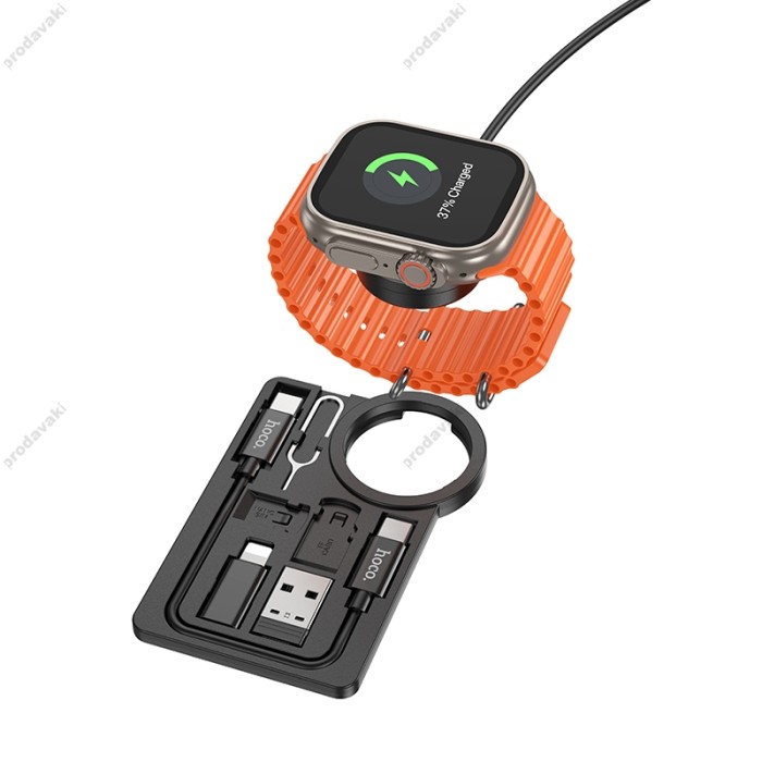 Бездротовий зарядний пристрій Hoco CW58 Multifunctional iWatch wireless charger Black