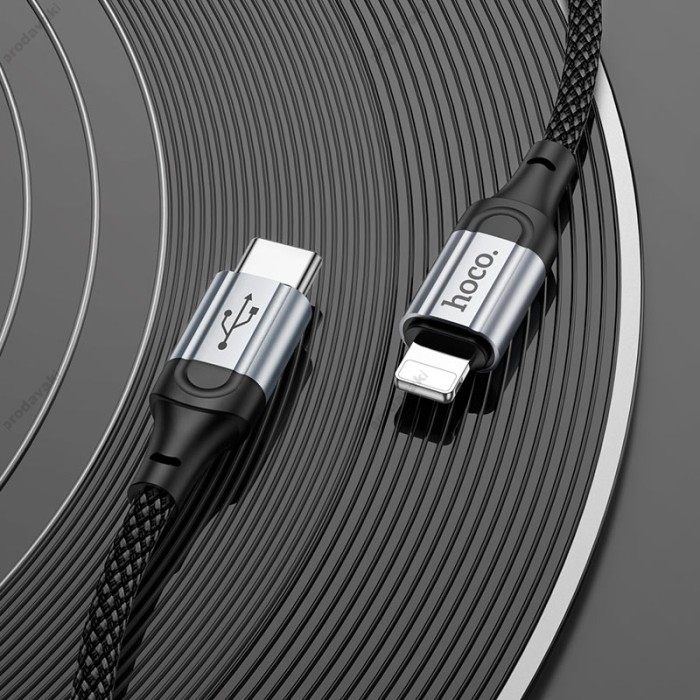 PD Кабель HOCO X102 Fresh charging data cable 27W Type-C - Lightning 1m Black