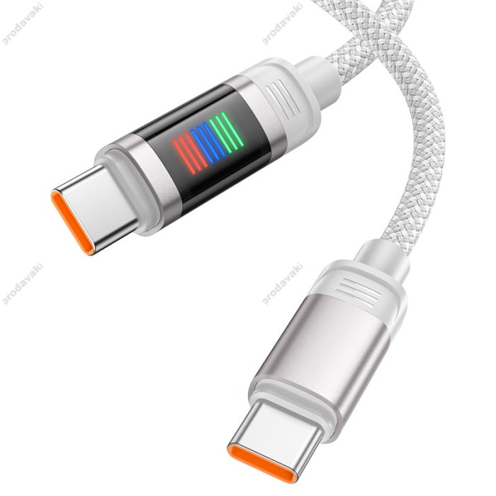 Кабель HOCO U126 Lantern charging data cable Type-C to Type-C 100W 5A 1.2m Grey
