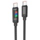Кабель HOCO U126 Lantern charging data cable Type-C to Type-C 100W 5A 1.2m Black