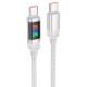 Кабель HOCO U126 Lantern charging data cable Type-C to Type-C 100W 5A 1.2m Grey