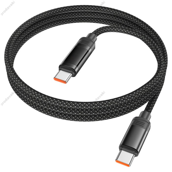 Кабель HOCO U126 Lantern charging data cable Type-C to Type-C 100W 5A 1.2m Black
