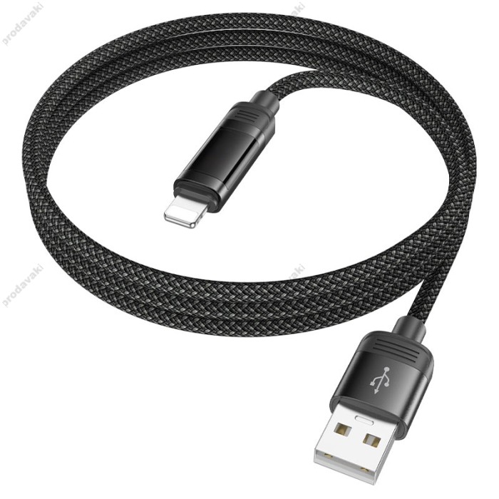 PD Кабель HOCO U126 Lantern charging data cable USB Lightning 1,2m Black