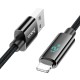 Кабель HOCO U125 Benefit charging data cable with display USB iP Lightning 1,2m. Black