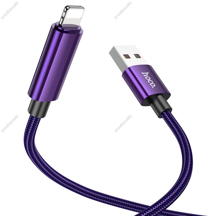 Кабель HOCO U125 Benefit charging data cable with display USB iP Lightning 1,2m. Purple