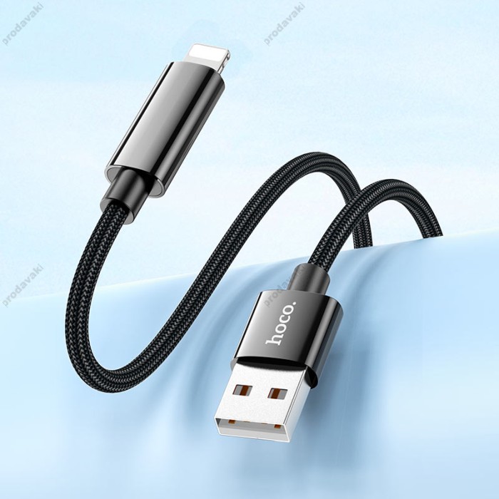Кабель HOCO U125 Benefit charging data cable with display USB iP Lightning 1,2m. Black