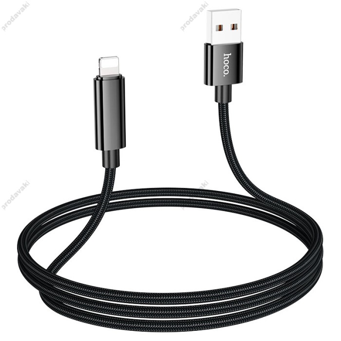 Кабель HOCO U125 Benefit charging data cable with display USB iP Lightning 1,2m. Black