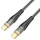 Кабель HOCO U121 Gold standard Transparent Discovery Edition Type-C to Type-C 60W 3A 1.2m Black