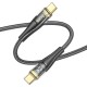 Кабель HOCO U121 Gold standard Transparent Discovery Edition Type-C to Type-C 60W 3A 1.2m Black