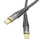 Кабель HOCO U121 Gold standard Transparent Discovery Edition Type-C to Type-C 60W 3A 1.2m Black