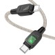 Кабель HOCO U124 Stone silicone intelligent power-off Type-C to Type-C 60W 3A 1.2m Black