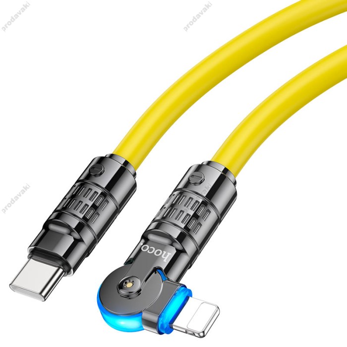 PD Кабель HOCO U118 Triumph PD rotating charging data cable Type-C Lightning Yellow