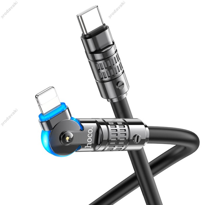 PD Кабель HOCO U118 Triumph PD rotating charging data cable Type-C Lightning Black