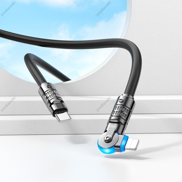 PD Кабель HOCO U118 Triumph PD rotating charging data cable Type-C Lightning Black