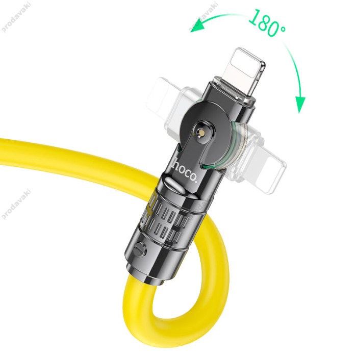 PD Кабель HOCO U118 Triumph PD rotating charging data cable Type-C Lightning Black