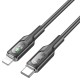 PD Кабель HOCO U120 Transparent explore intelligent power-off charging data cable Type-C Lightning black
