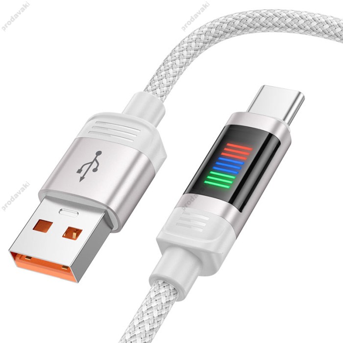 Кабель HOCO U126 Lantern charging data cable USB to Type-C 5A 1.2m Grey