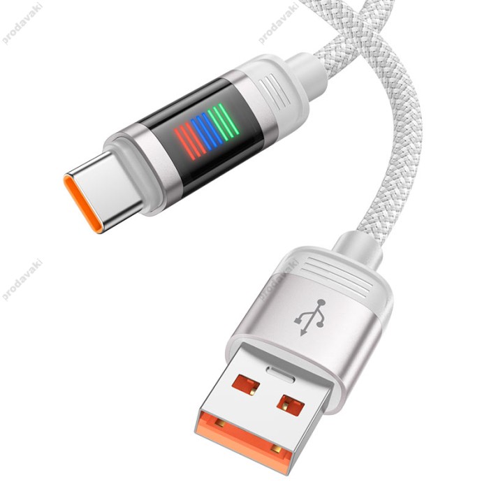 Кабель HOCO U126 Lantern charging data cable USB to Type-C 5A 1.2m Grey