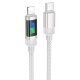 PD Кабель HOCO U126 Lantern charging data cable Type-C Lightning 1,2m. Gray