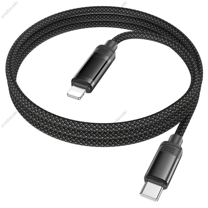 PD Кабель HOCO U126 Lantern charging data cable Type-C Lightning 1,2m. Black