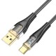 Кабель HOCO U121 Gold standard Transparent Discovery Edition USB to Type-C 3A 1.2m Black