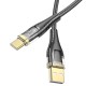 Кабель HOCO U121 Gold standard Transparent Discovery Edition USB to Type-C 3A 1.2m Black