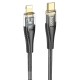PD Кабель HOCO U121 Gold standard Transparent Discovery Edition Type-C Lightning 1,2m. Black