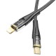 PD Кабель HOCO U121 Gold standard Transparent Discovery Edition Type-C Lightning 1,2m. Black