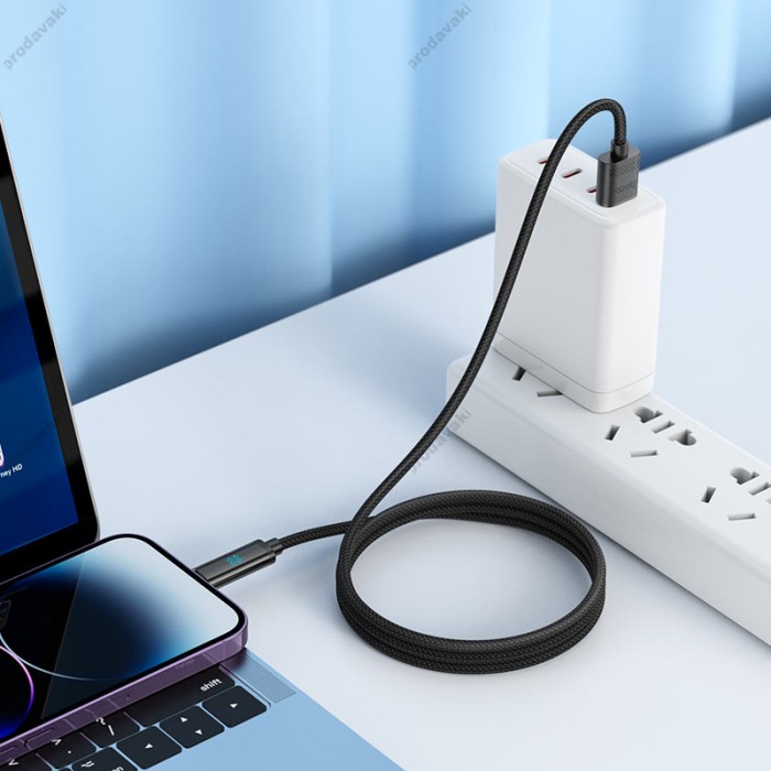 PD Кабель HOCO U127 Power PD charging data cable USB Lightning 1,2m Black